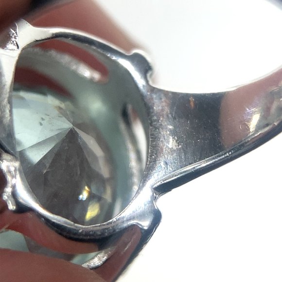 Aquamarine 11.85ct Platinum Finish Solid 925 Sterling Silver Ring - Picture 3 of 7